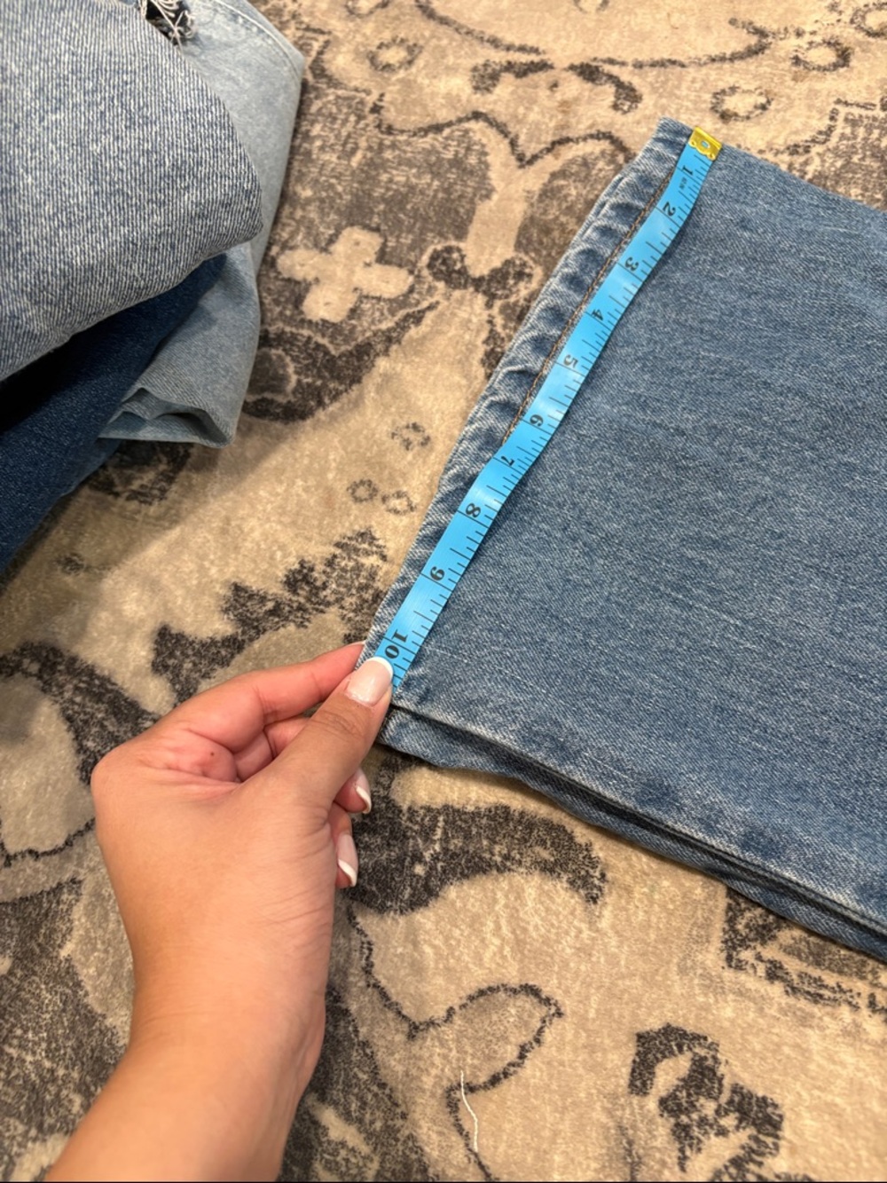 Y2K style RSQ Light Blue Denim Jeans/Yellow Contrast Stitching? Low rise flare - Picture 5 of 5